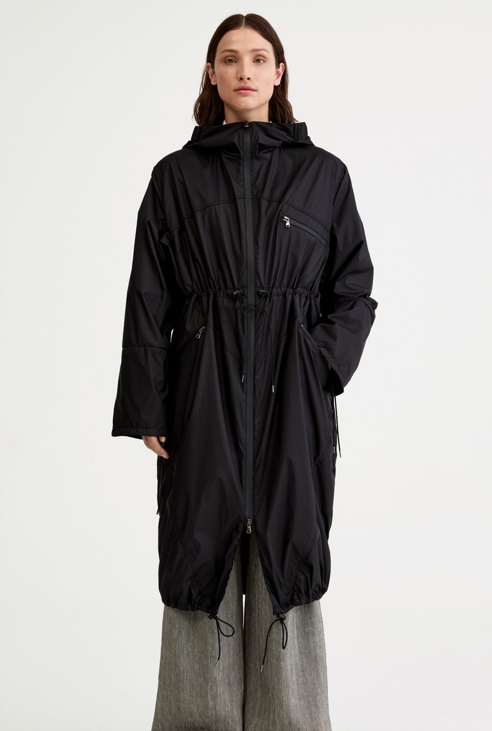 Smythe Drawstring Rain Shell, Color: Black, Size: XS