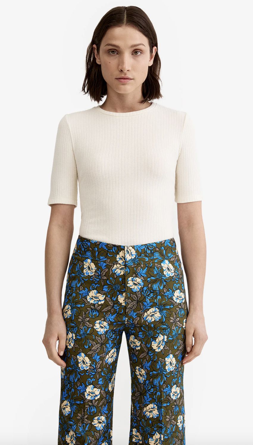 Smythe Elbow Sleeve Ribbed Knit Crew