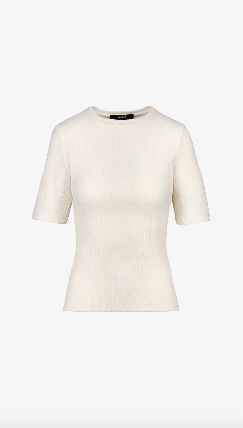 Smythe Elbow Sleeve Ribbed Knit Crew