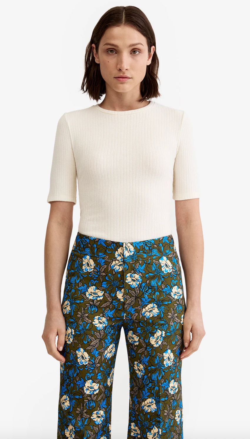 Smythe Elbow Sleeve Ribbed Knit Crew