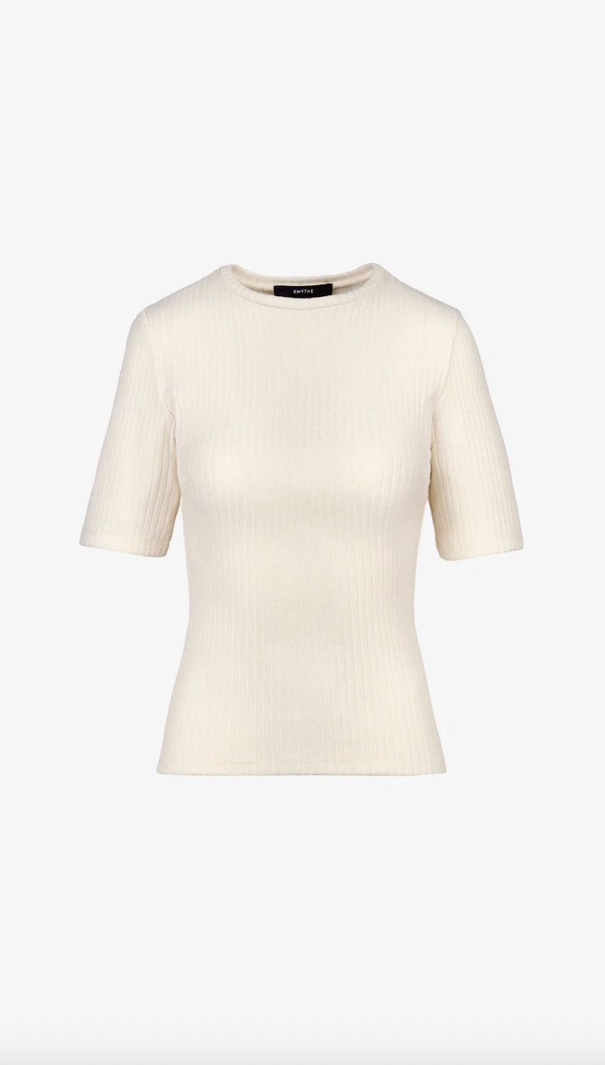 Smythe Elbow Sleeve Ribbed Knit Crew