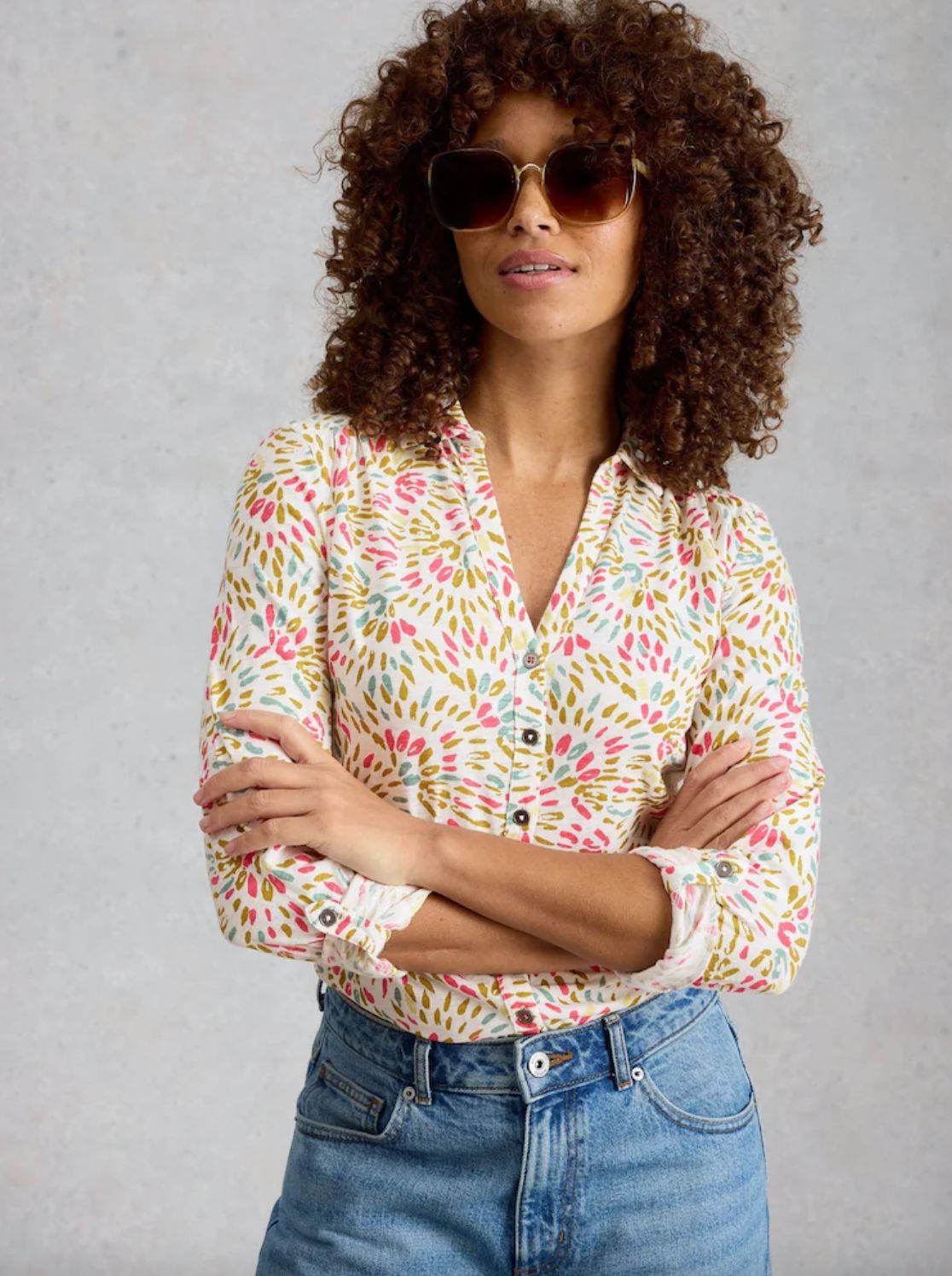 White Stuff Annie Jersey Shirt in Ivory