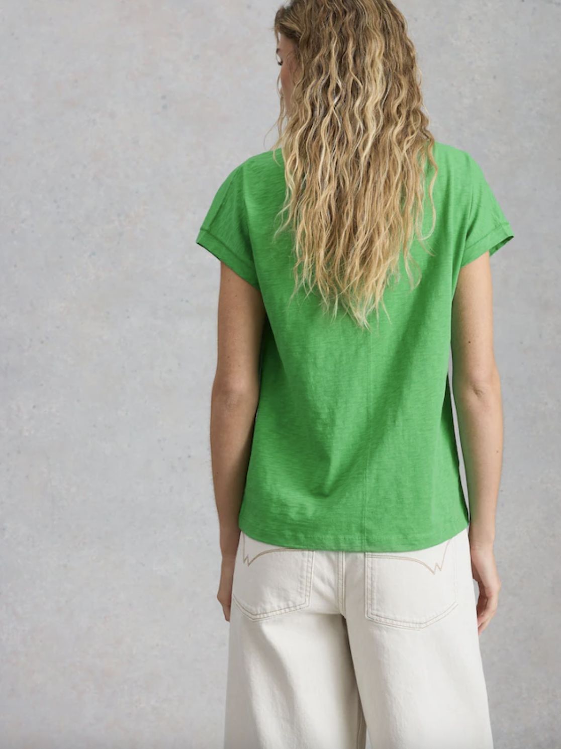 White Stuff Nelly Notch Neck Tee in Green