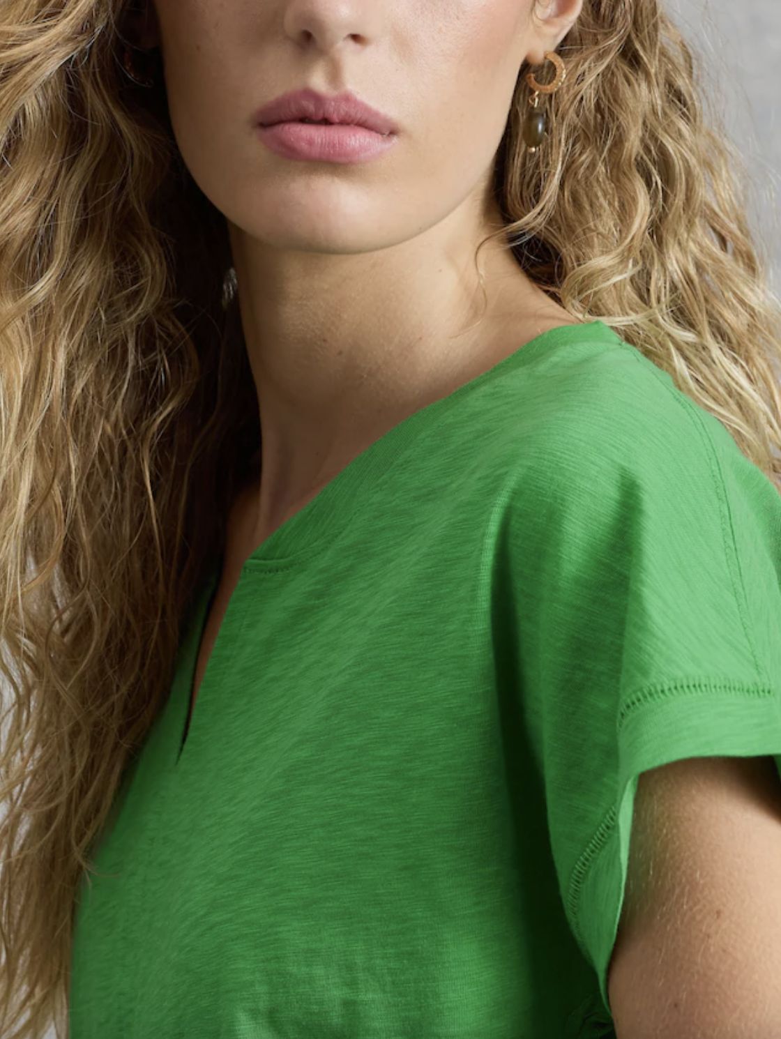 White Stuff Nelly Notch Neck Tee in Green