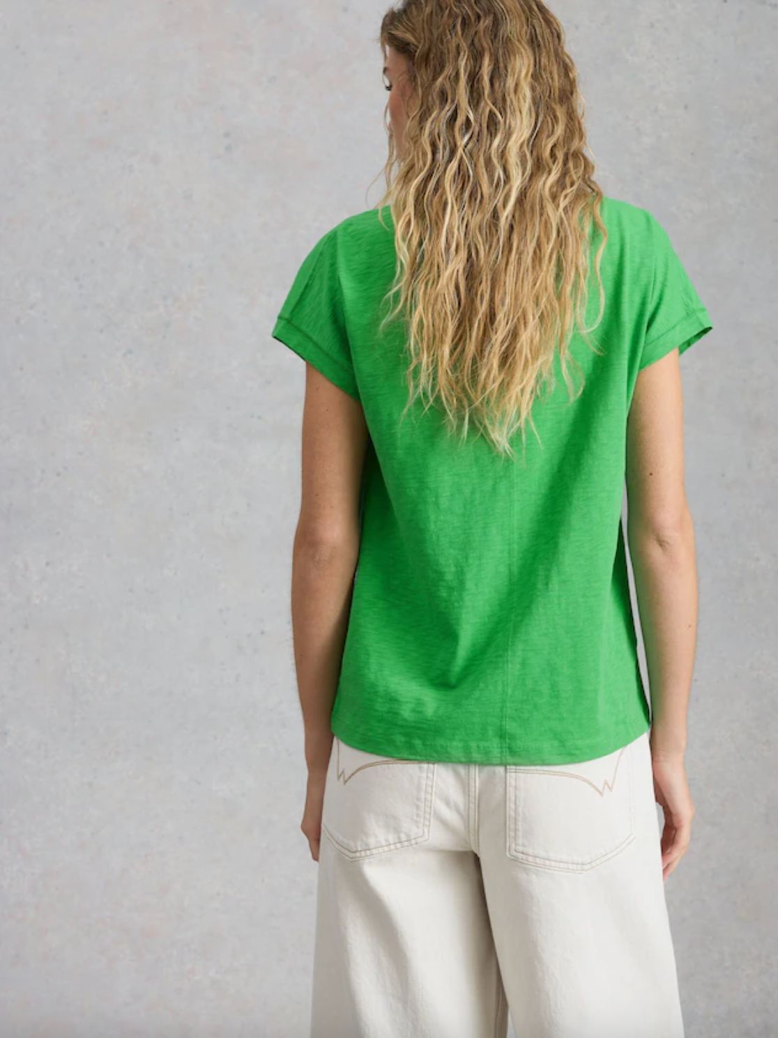 White Stuff Nelly Notch Neck Tee in Green
