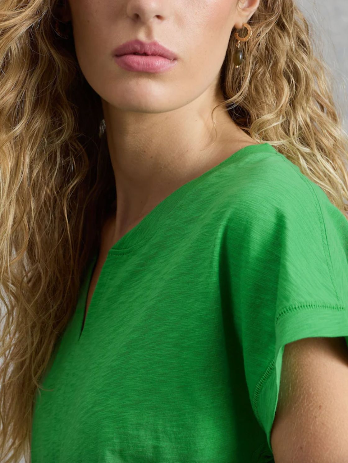 White Stuff Nelly Notch Neck Tee in Green