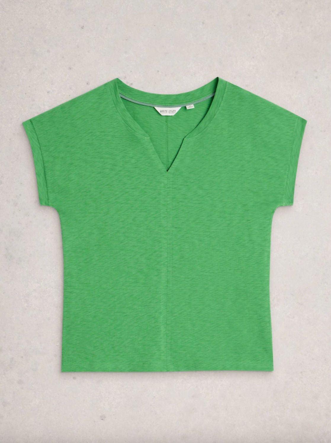 White Stuff Nelly Notch Neck Tee in Green
