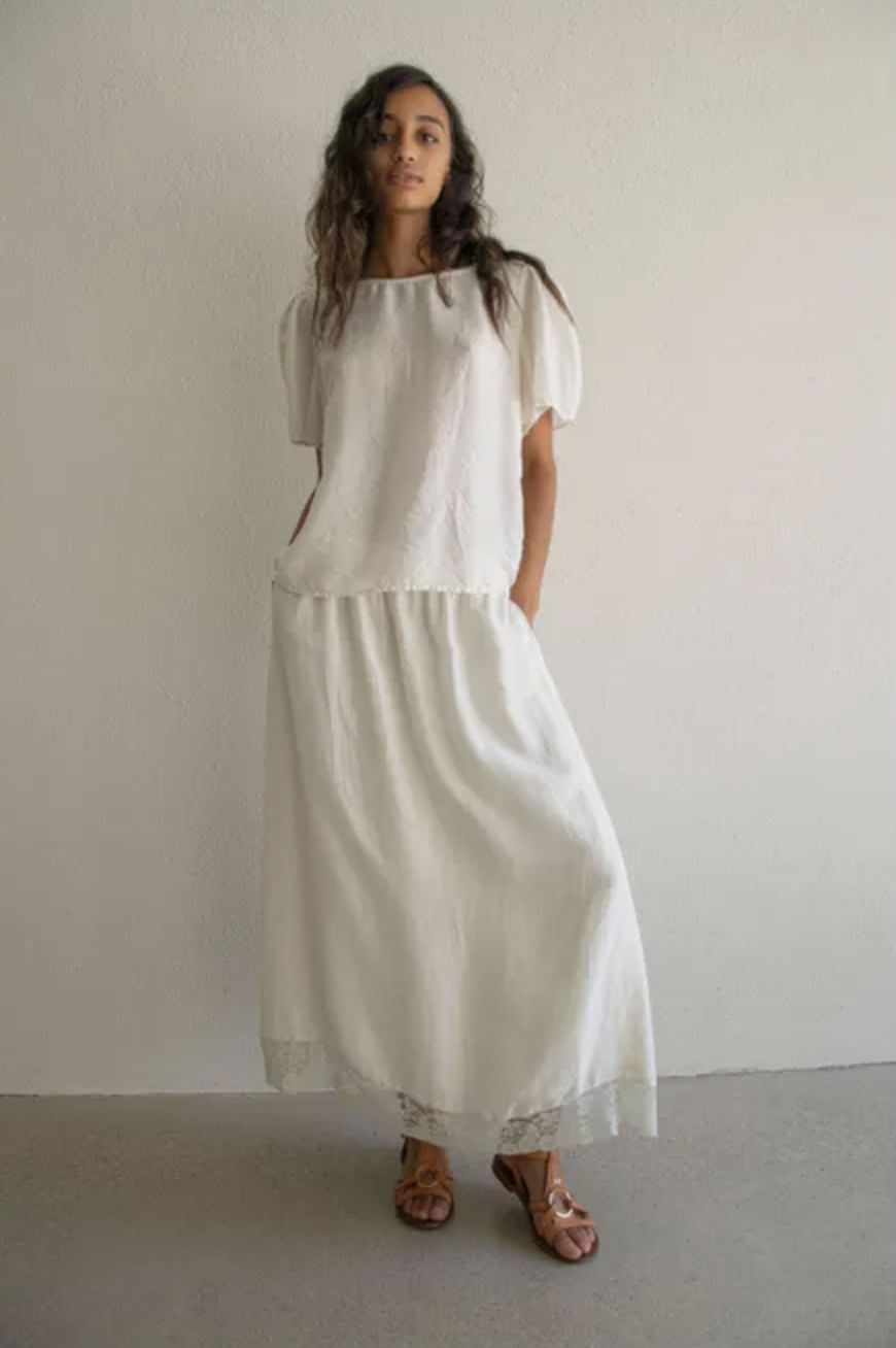 The Avant La Fille Lace Skirt, Color: Vintage White, Size: XS