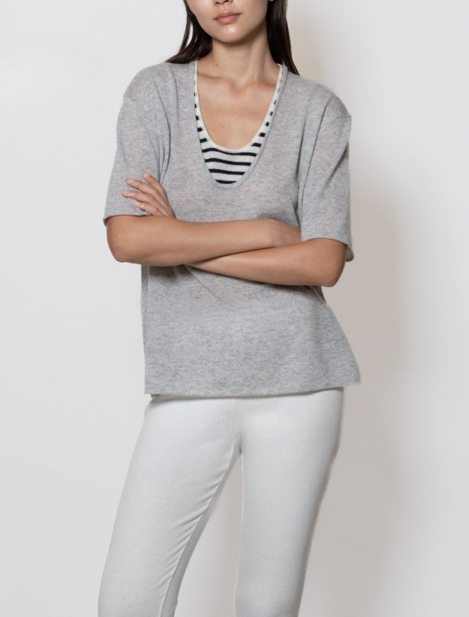 Universel Short Sleeve Cashmere Stripe