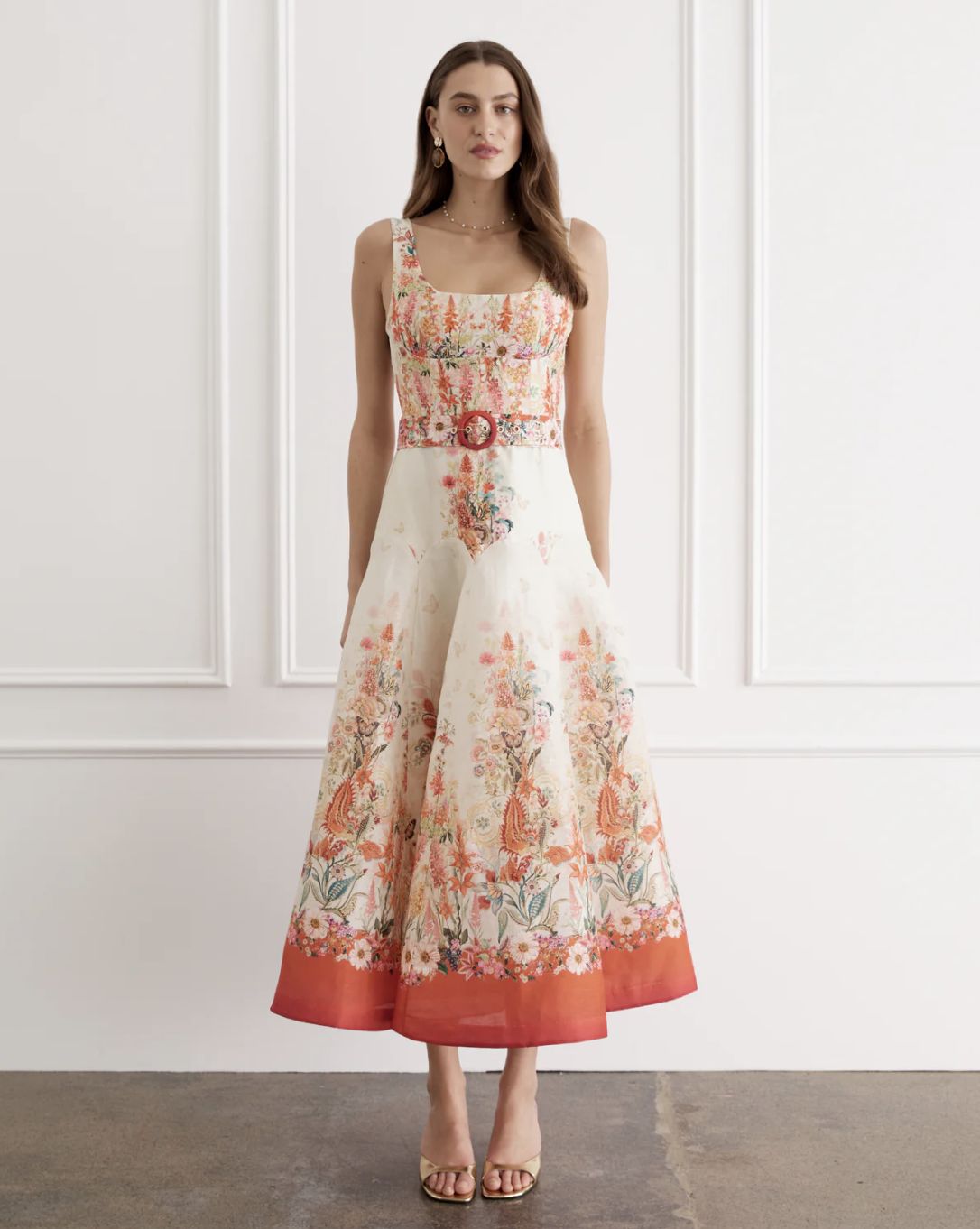 Aqua Blu Phoebe Floral Midi Dress