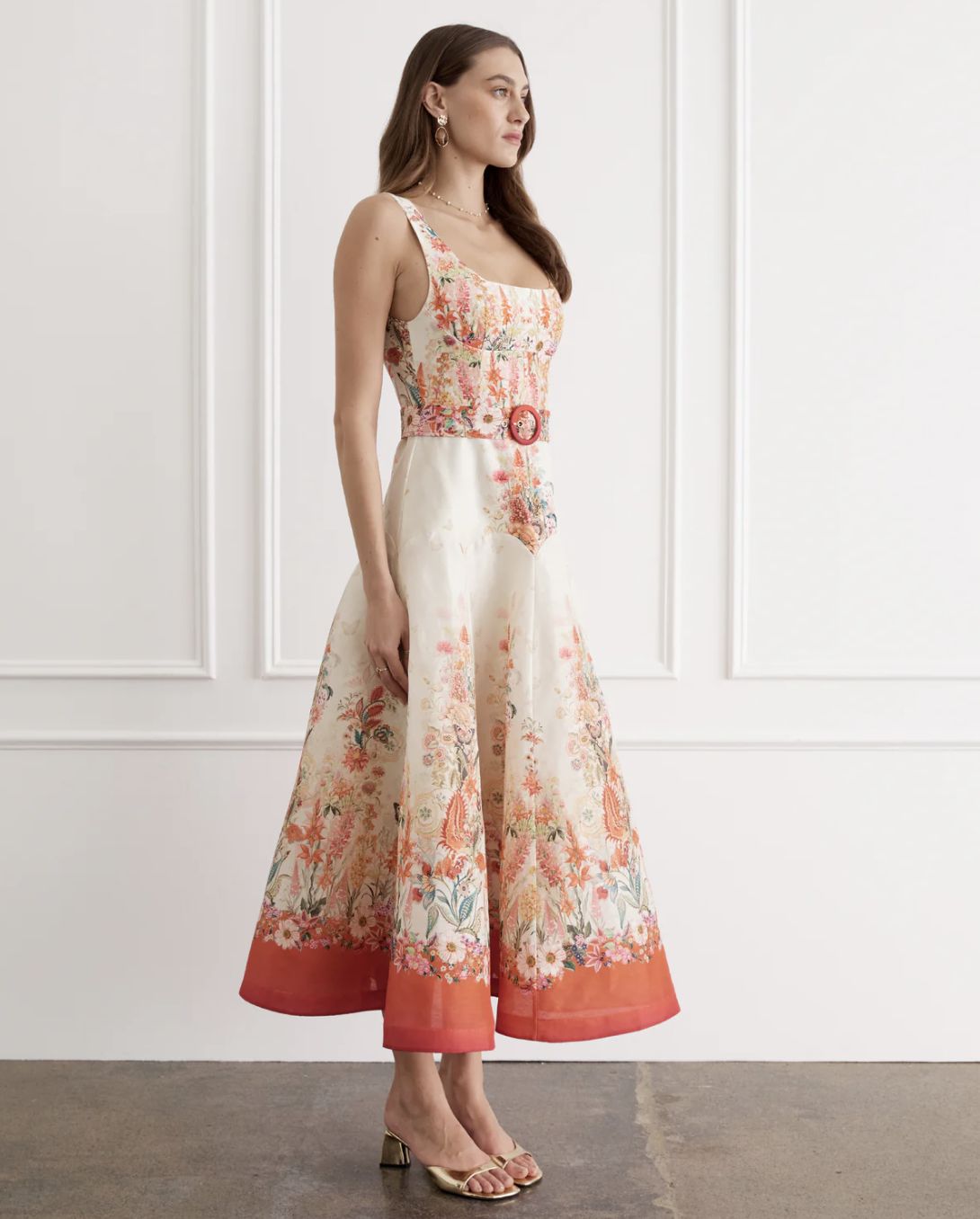 Aqua Blu Phoebe Floral Midi Dress