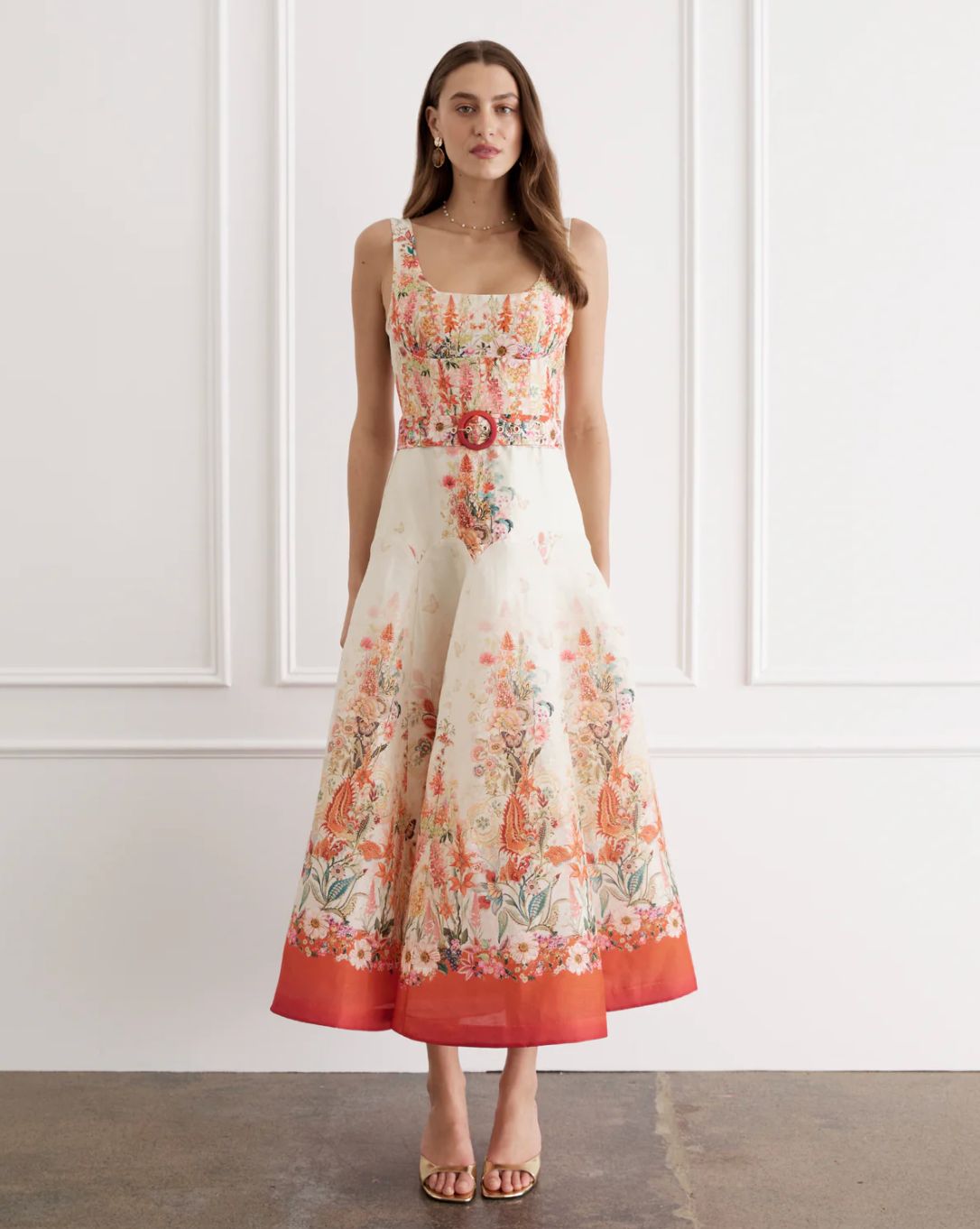 Aqua Blu Phoebe Floral Midi Dress