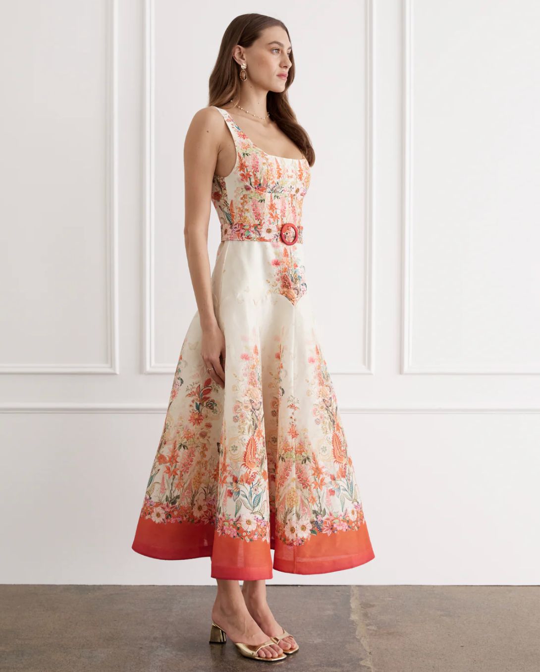 Aqua Blu Phoebe Floral Midi Dress