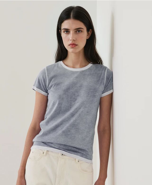 Patrick Assaref Short Sleeve Pima Cotton Reverse Crew