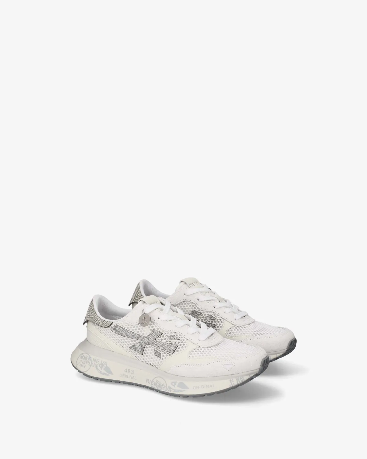 Premiata Lauryn White Sneaker with Crystal Logo