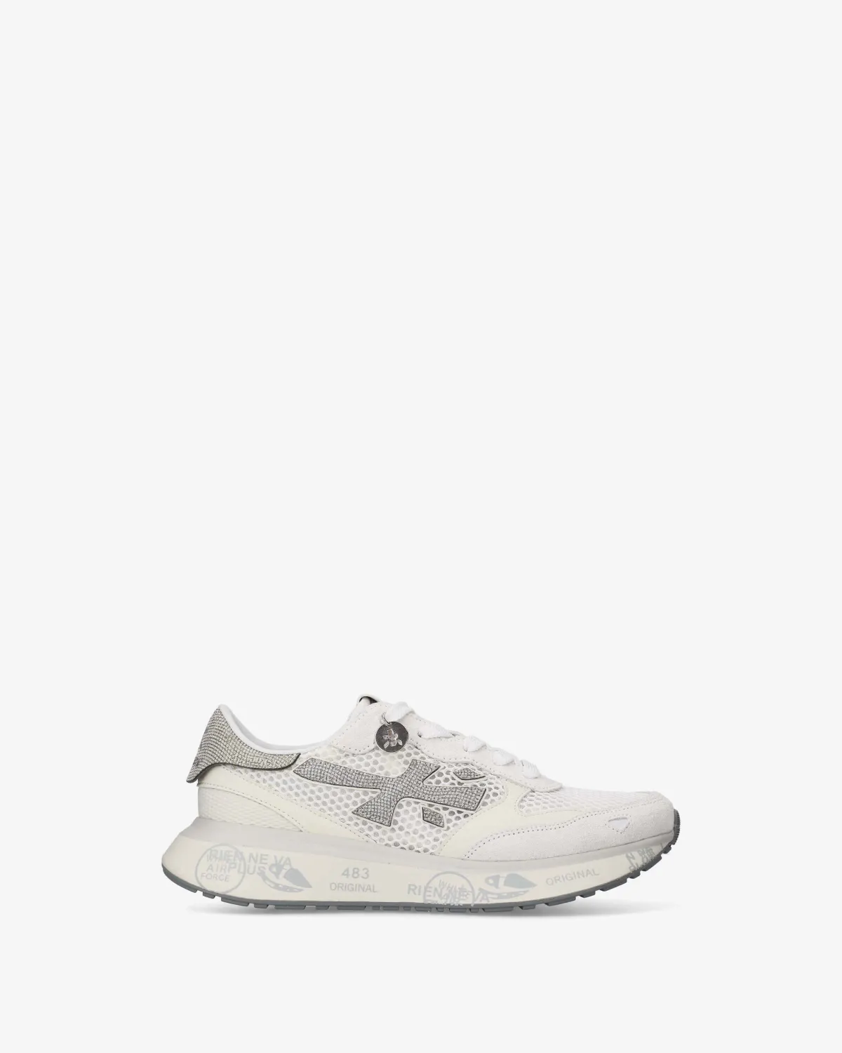 Premiata Lauryn White Sneaker with Crystal Logo