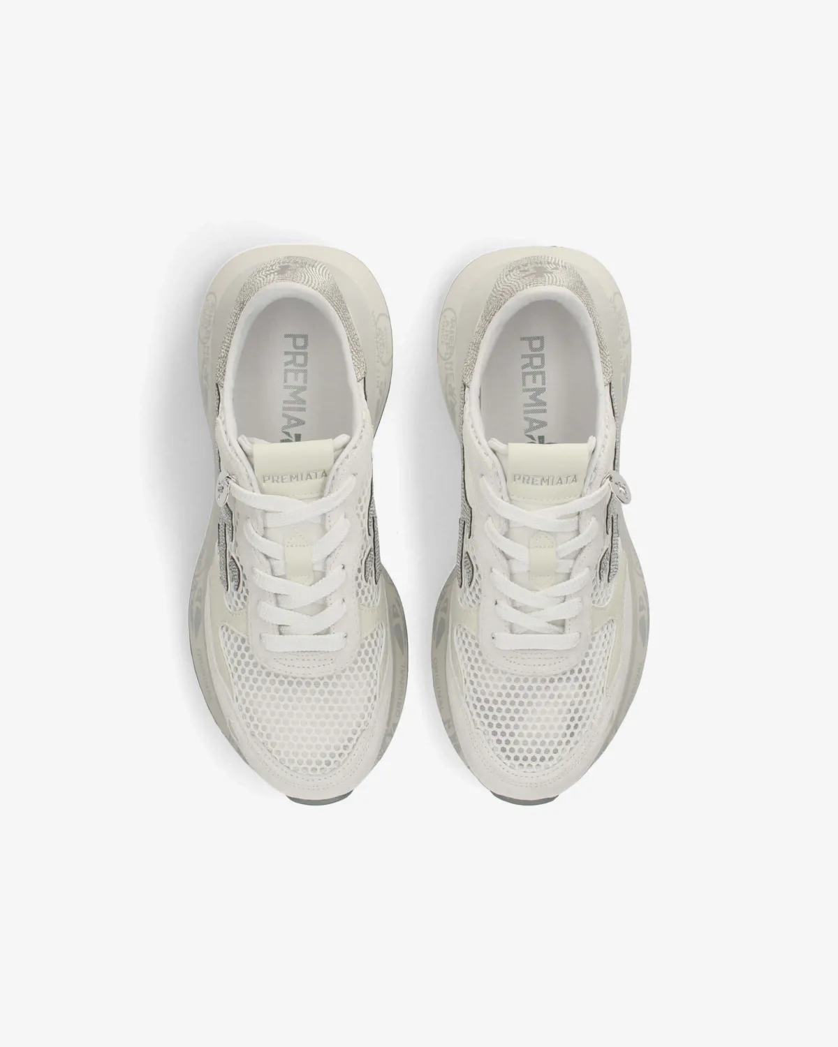 Premiata Lauryn White Sneaker with Crystal Logo