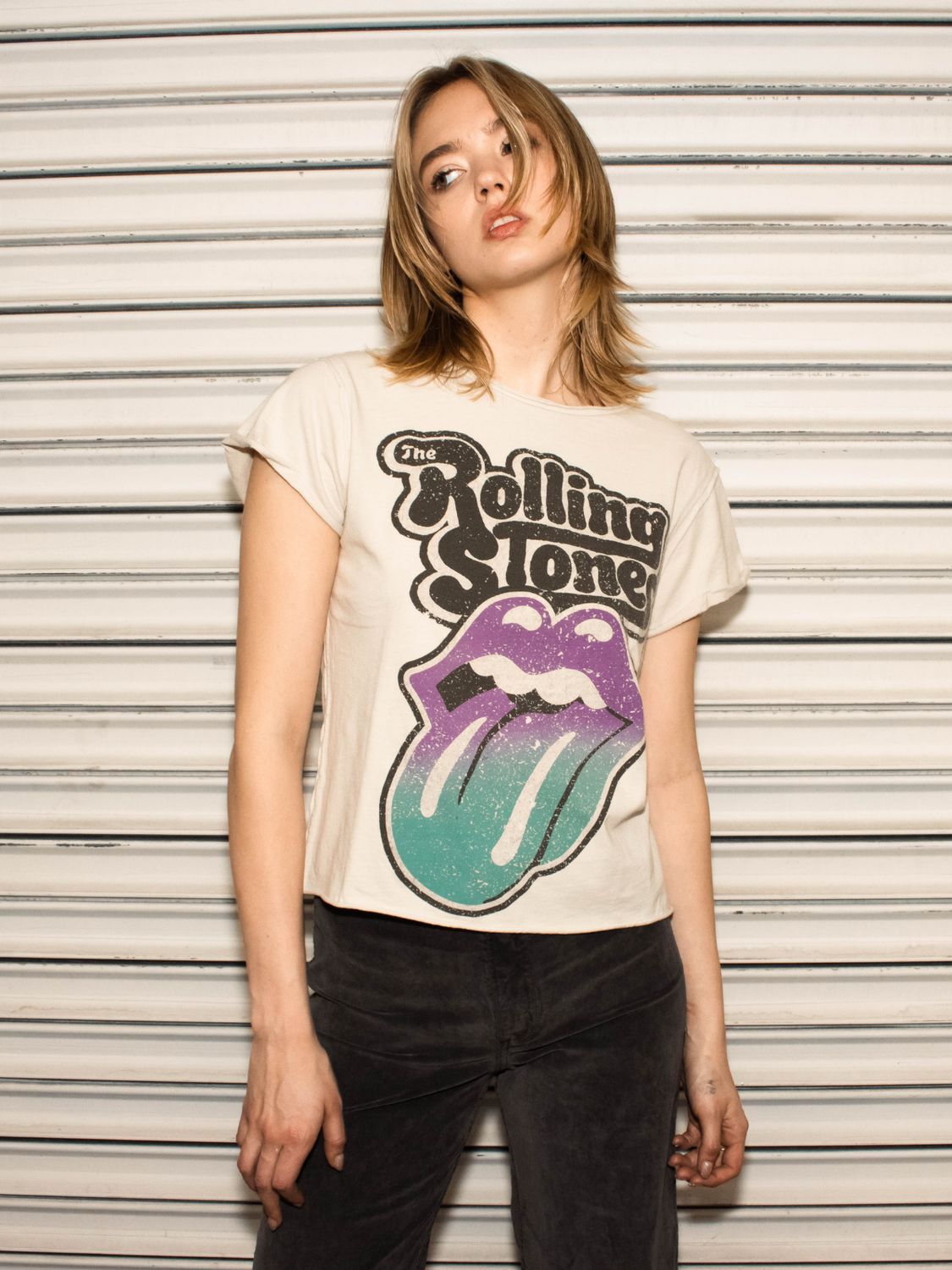 People of Leisure She's So Cold Rolling Stones Tee People of Leisure She's So Cold Rolling Stones Tee, Color: Bone, Size: XS
