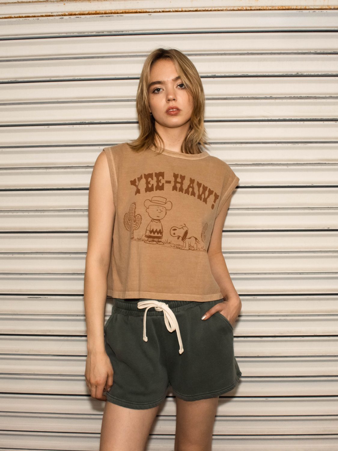 People of Leisure Yee-haw Tank, Color: Camel, Size: XS
