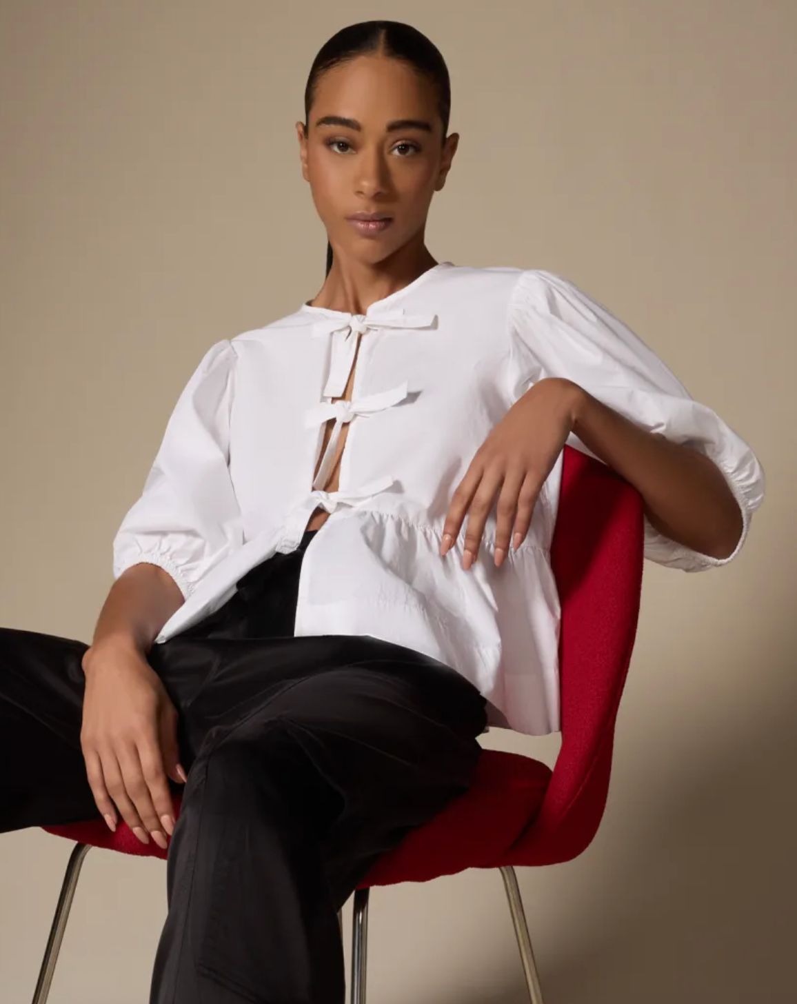 Ganni Cotton Peplum Blouse