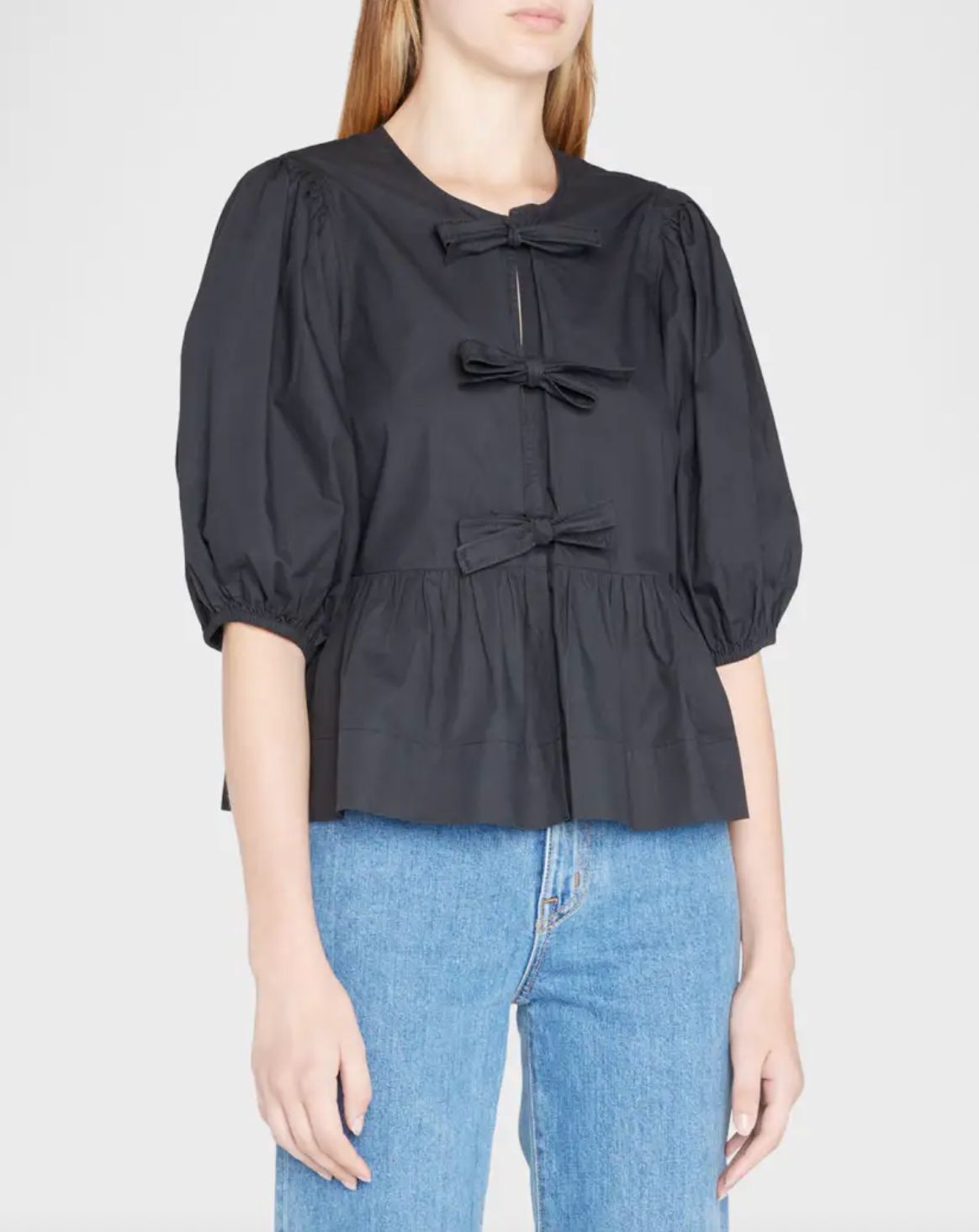 Ganni Cotton Peplum Blouse