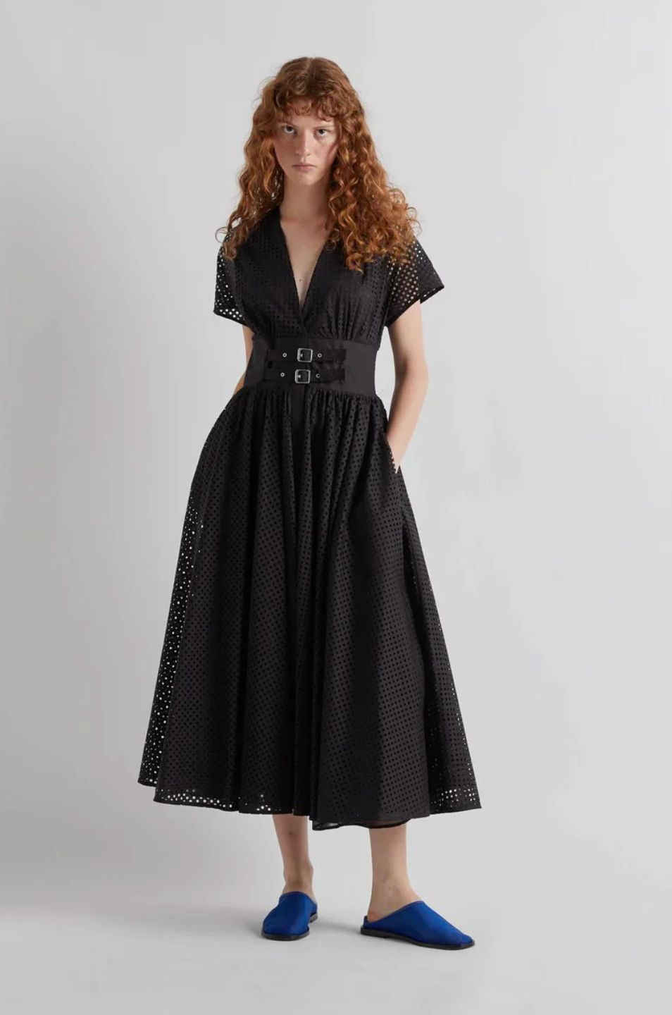 Meimeij Laser Cut Belted Dress