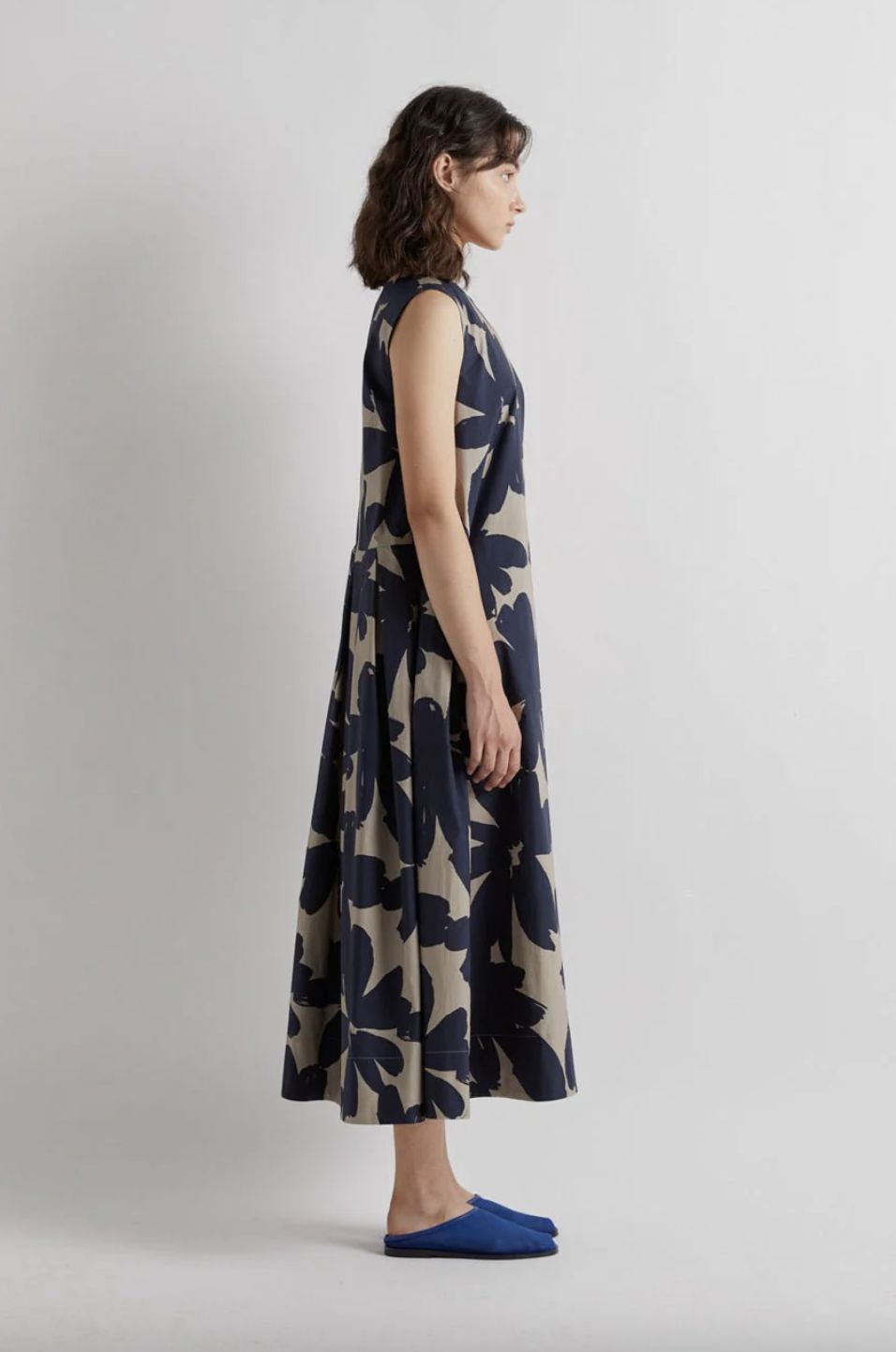 Meimeij Navy-Khaki Floral Dress