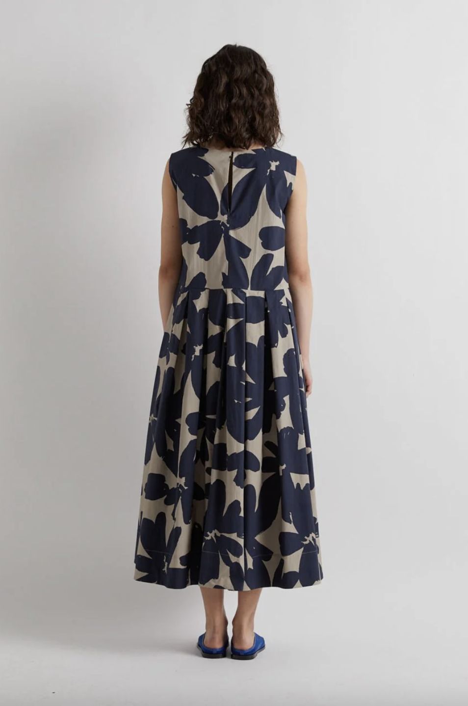 Meimeij Navy-Khaki Floral Dress