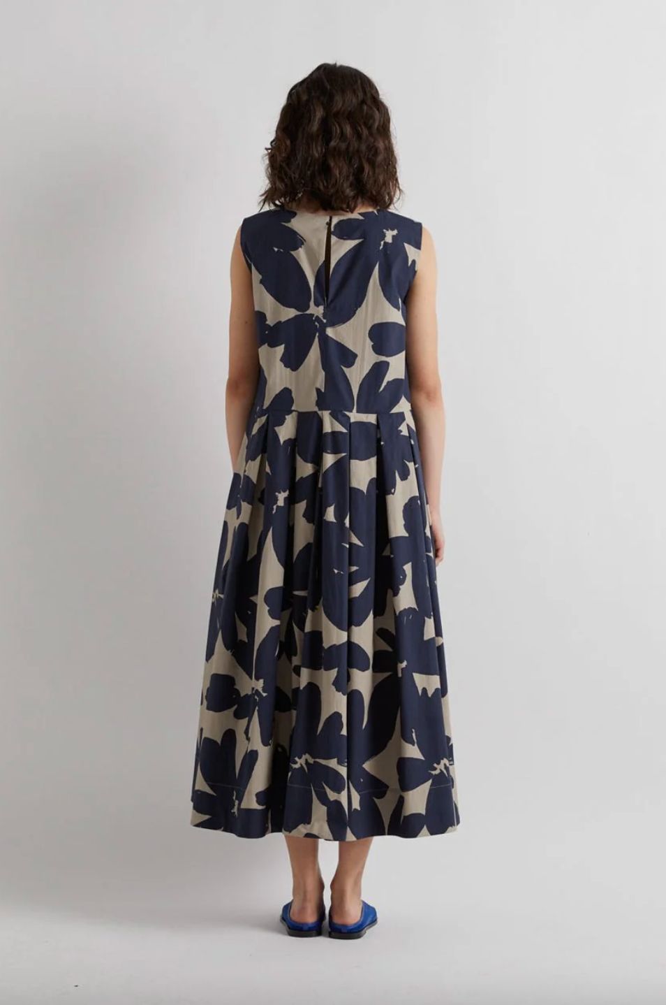 Meimeij Navy-Khaki Floral Dress