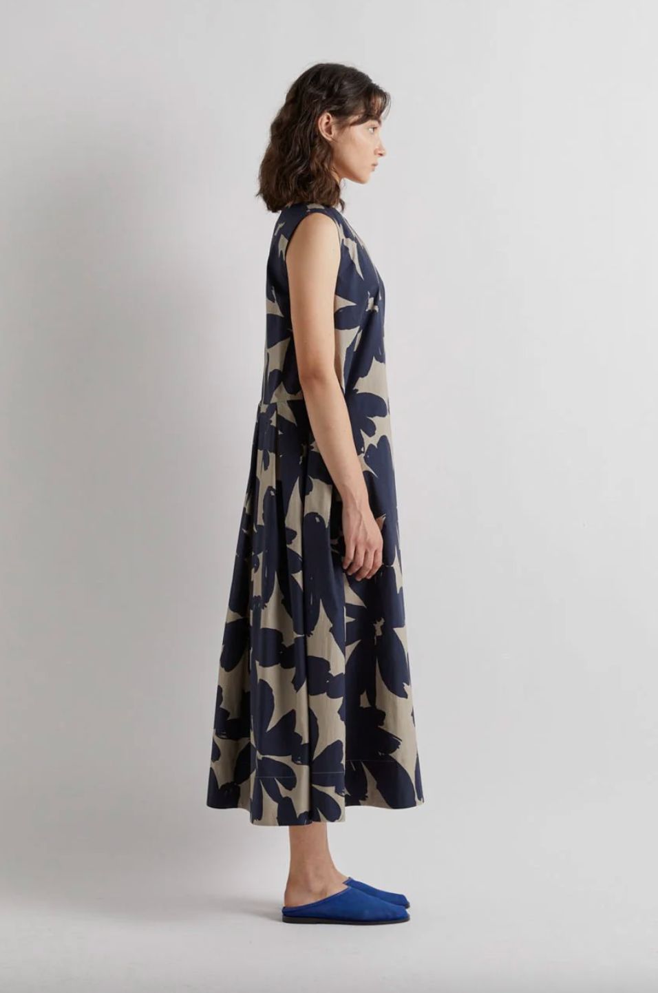 Meimeij Navy-Khaki Floral Dress
