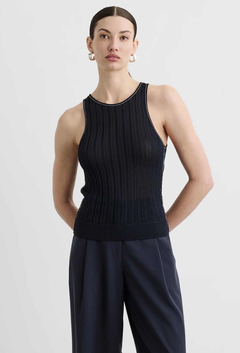 Toccin Juniper Racer Tank, Color: Navy, Size: XS