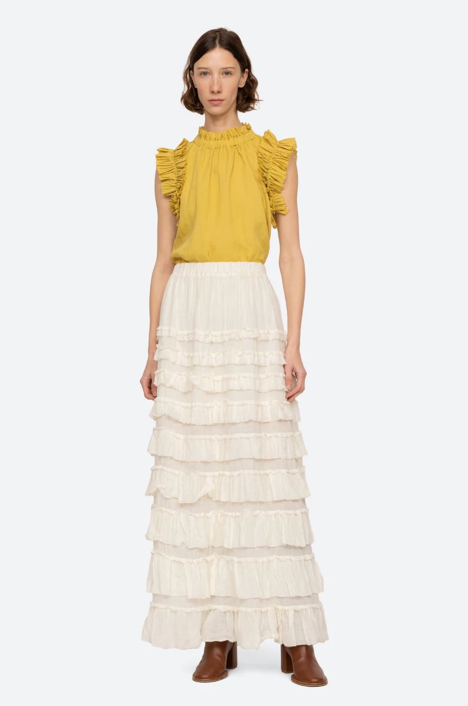 Sea-NY Anise Flutter Sleeve Top, Color: Chartreuse, Size: XS
