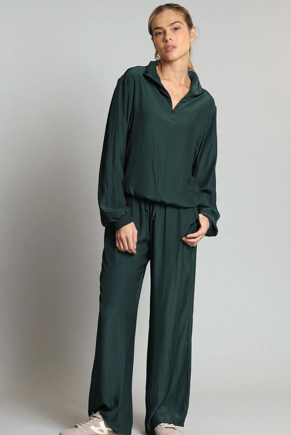 Lola &amp; Sophie D-Satin Drawstring Pant, Color: Pine, Size: XS