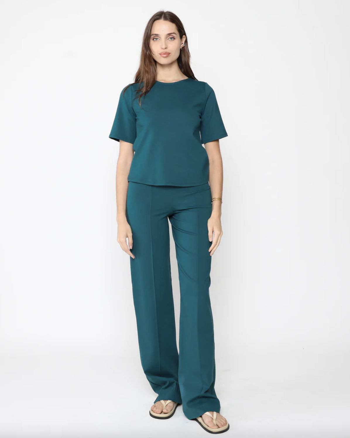 Ripley Rader Ponte Knit Extended Short Sleeve Top in Teal