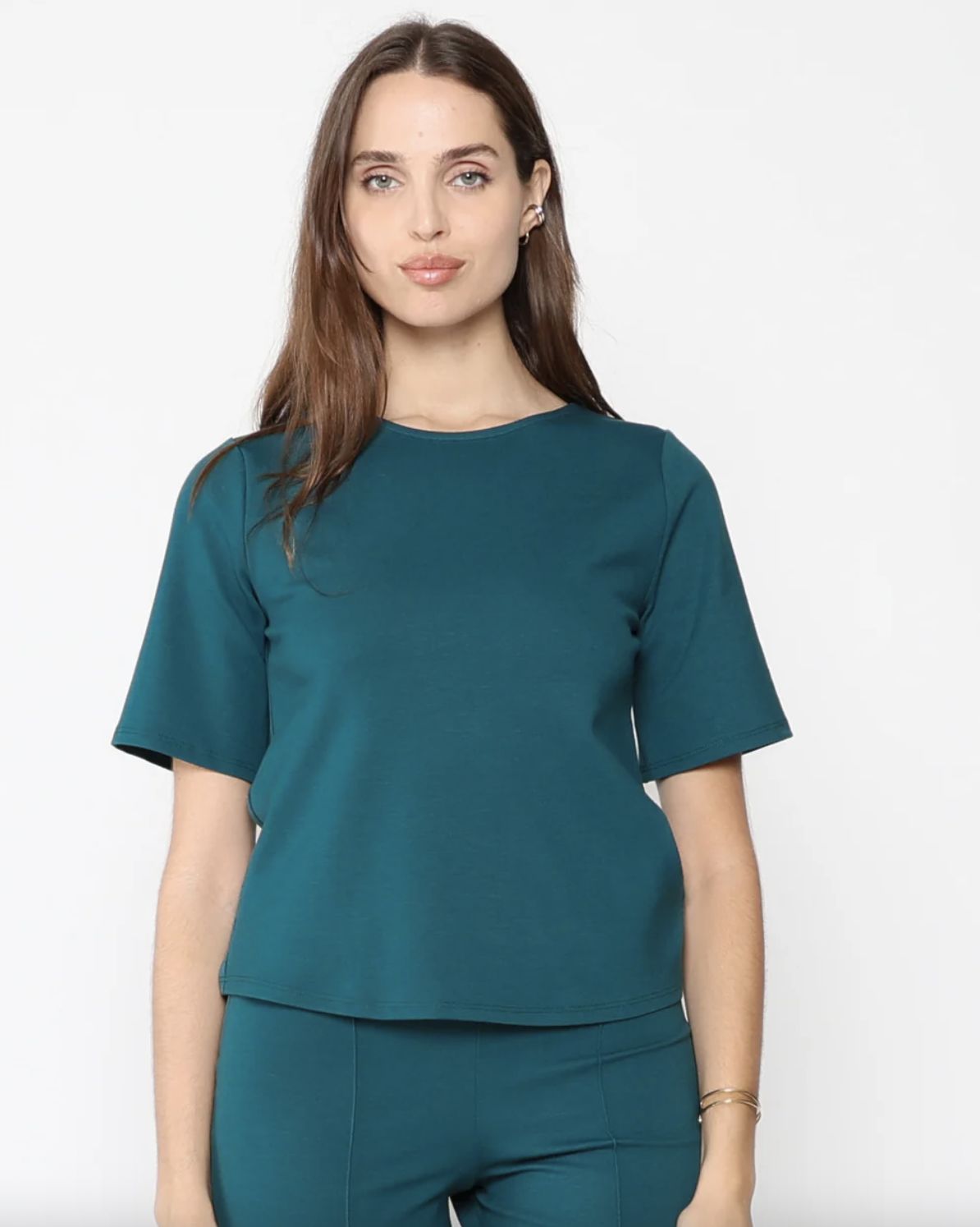 Ripley Rader Ponte Knit Extended Short Sleeve Top in Teal