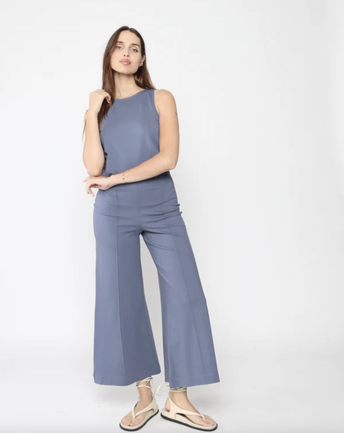 Ripley Rader Ponte Knit Wide Leg Crop Pant in Sea Blue