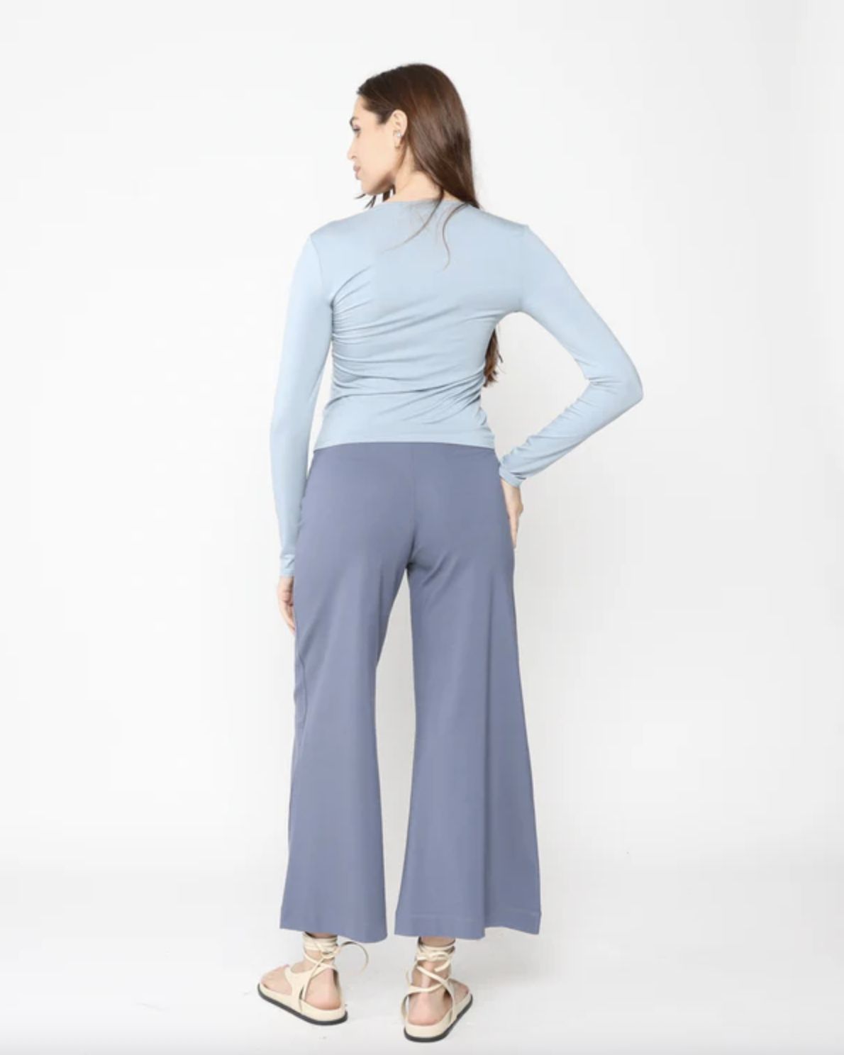 Ripley Rader Ponte Knit Wide Leg Crop Pant in Sea Blue