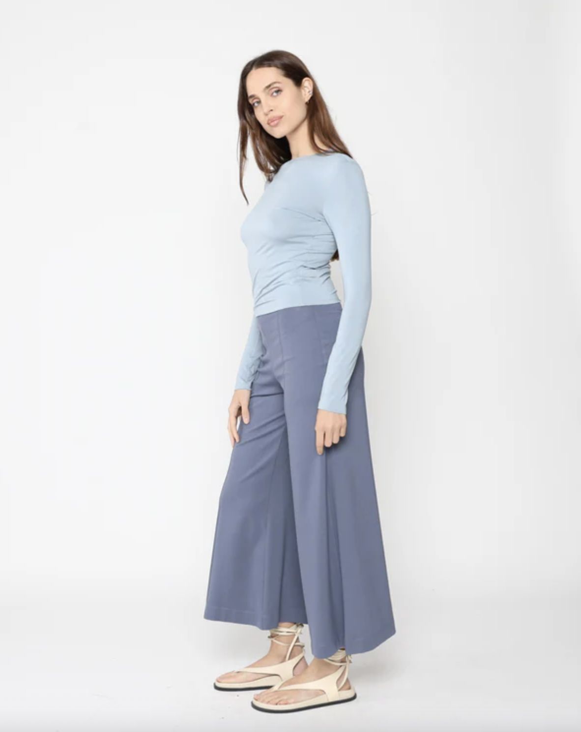 Ripley Rader Ponte Knit Wide Leg Crop Pant in Sea Blue