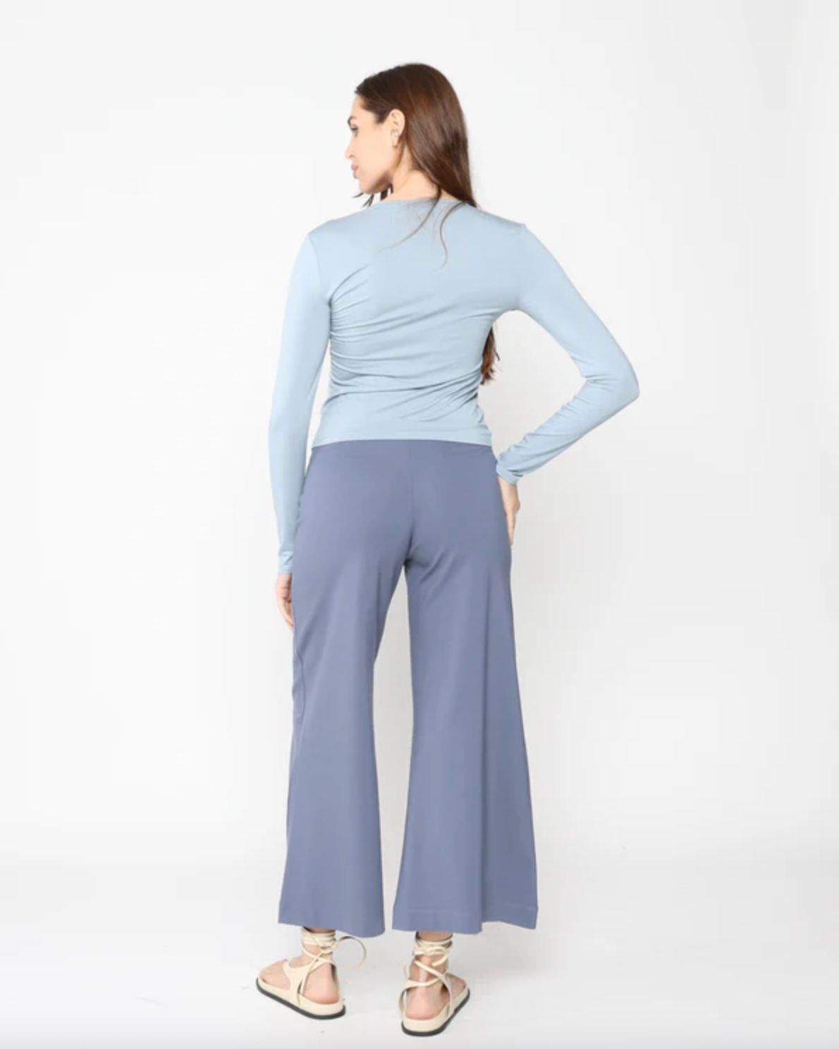 Ripley Rader Ponte Knit Wide Leg Crop Pant in Sea Blue