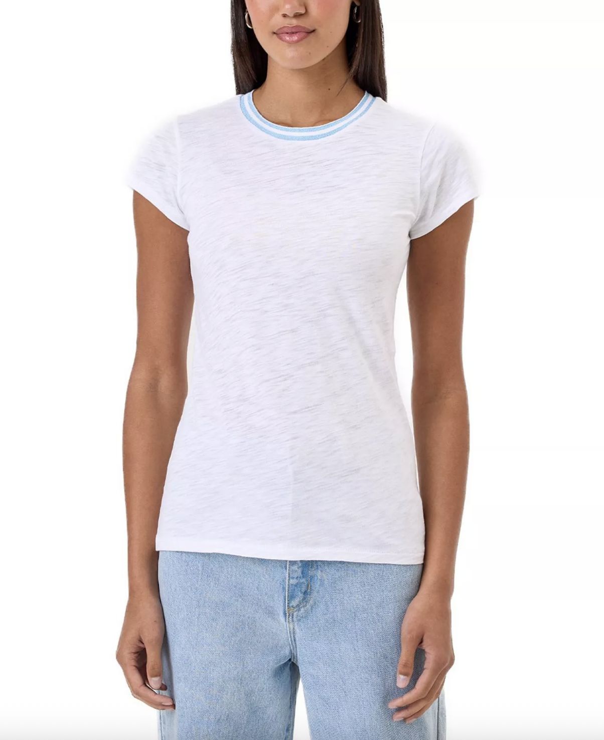 Goldie Short Sleeve Shimmer Tipped Ringer Tee