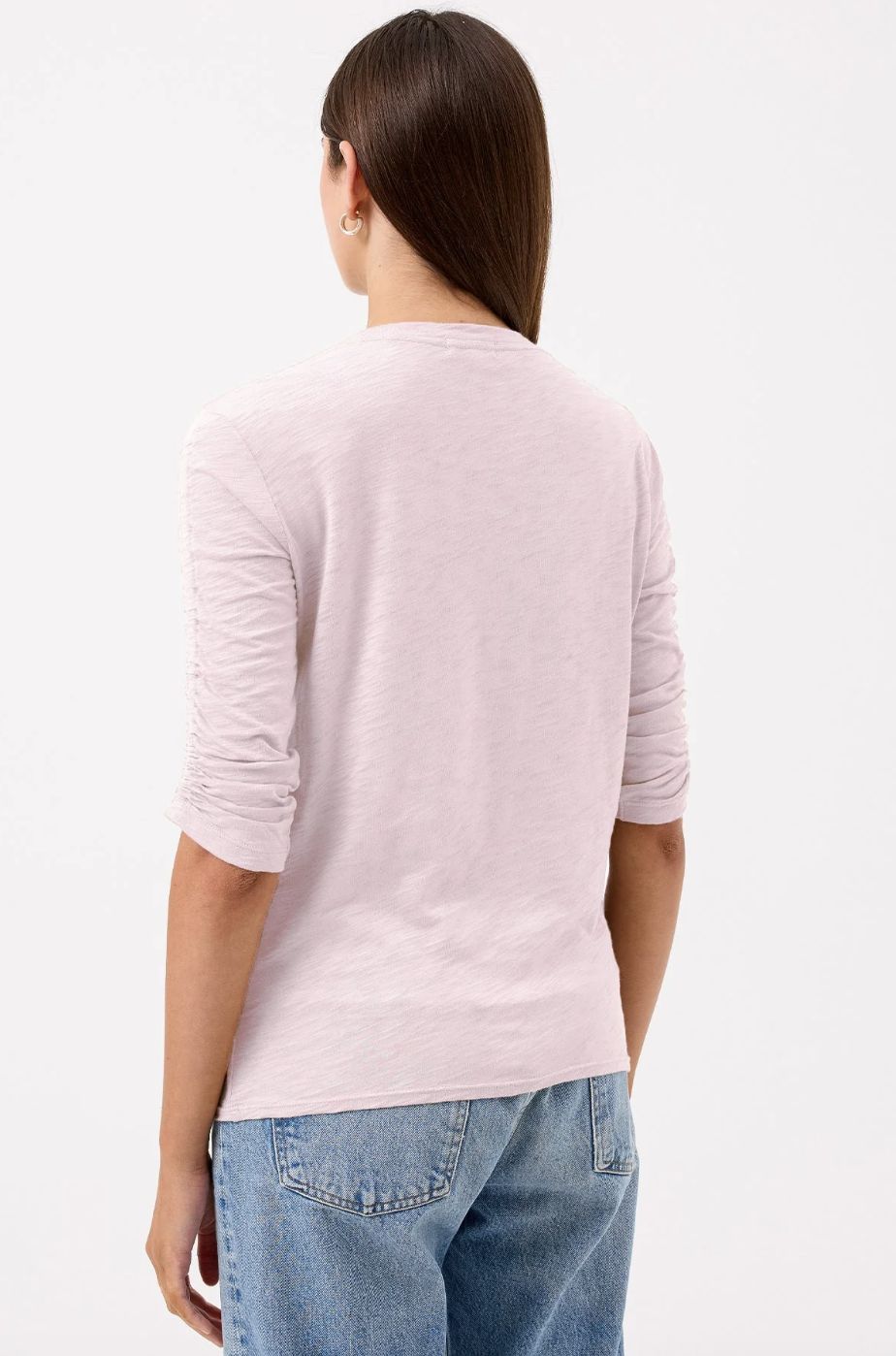 Goldie Ruched Half Sleeve V-Neck in Cherry Blossom