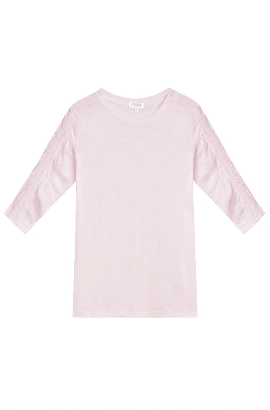 Goldie Ruched Half Sleeve V-Neck in Cherry Blossom