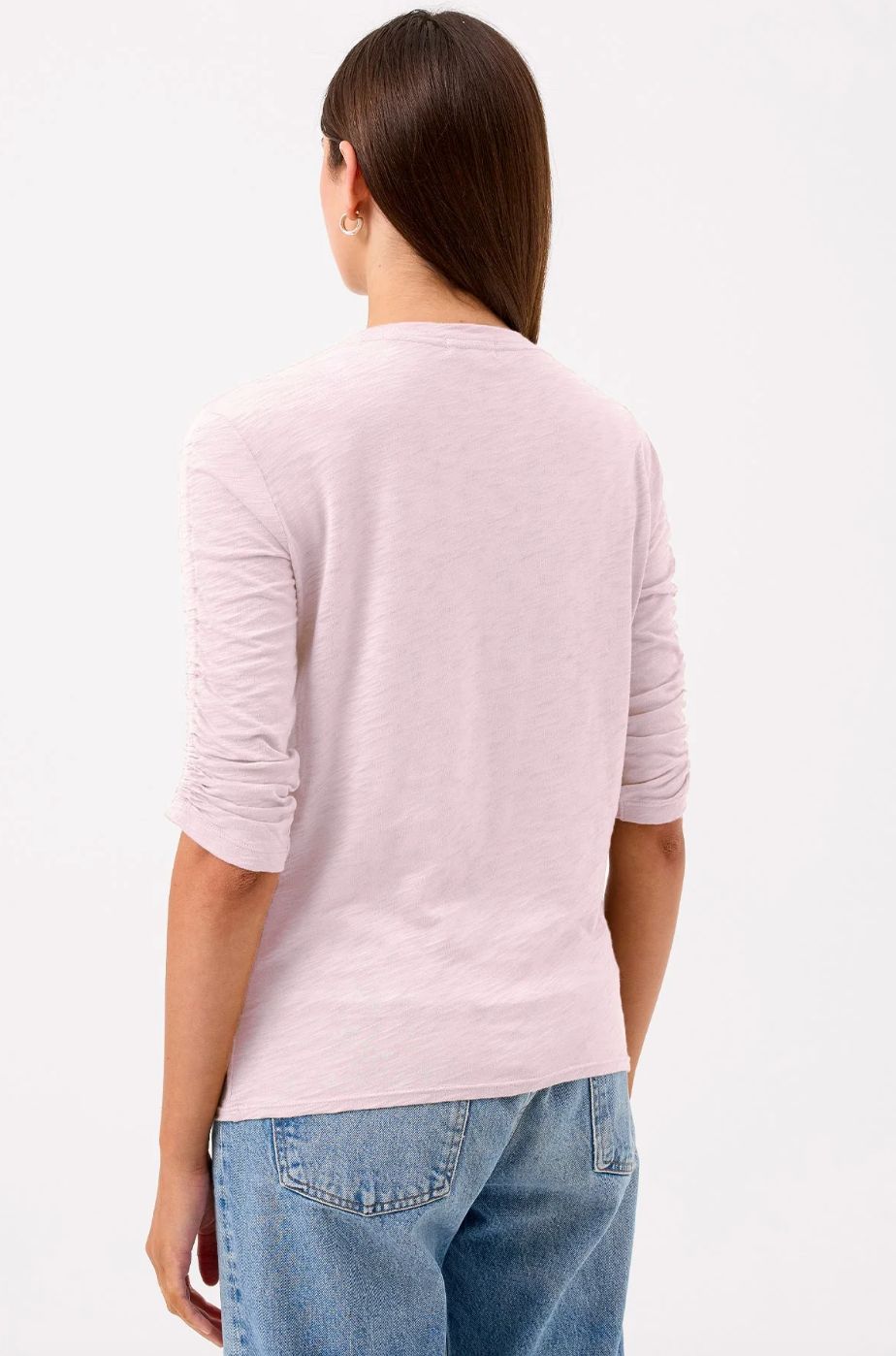 Goldie Ruched Half Sleeve V-Neck in Cherry Blossom