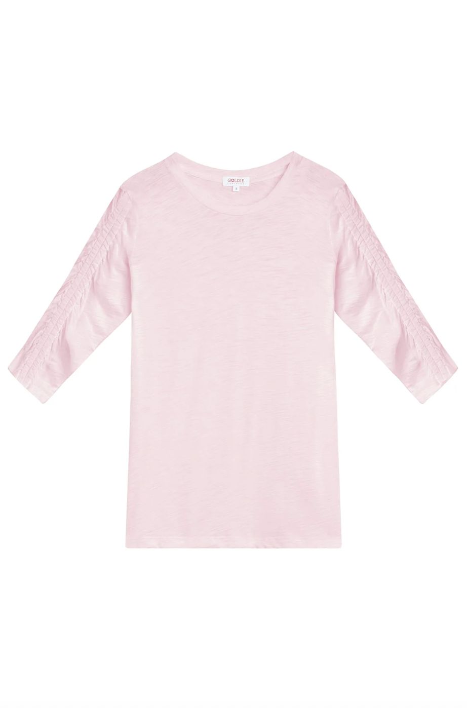 Goldie Ruched Half Sleeve V-Neck in Cherry Blossom