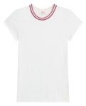 Goldie Double Shimmer Tipped Ringer Tee in White/Pink, Color: White, Size: XS