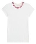 Goldie Double Shimmer Tipped Ringer Tee in White/Pink, Color: White, Size: XS