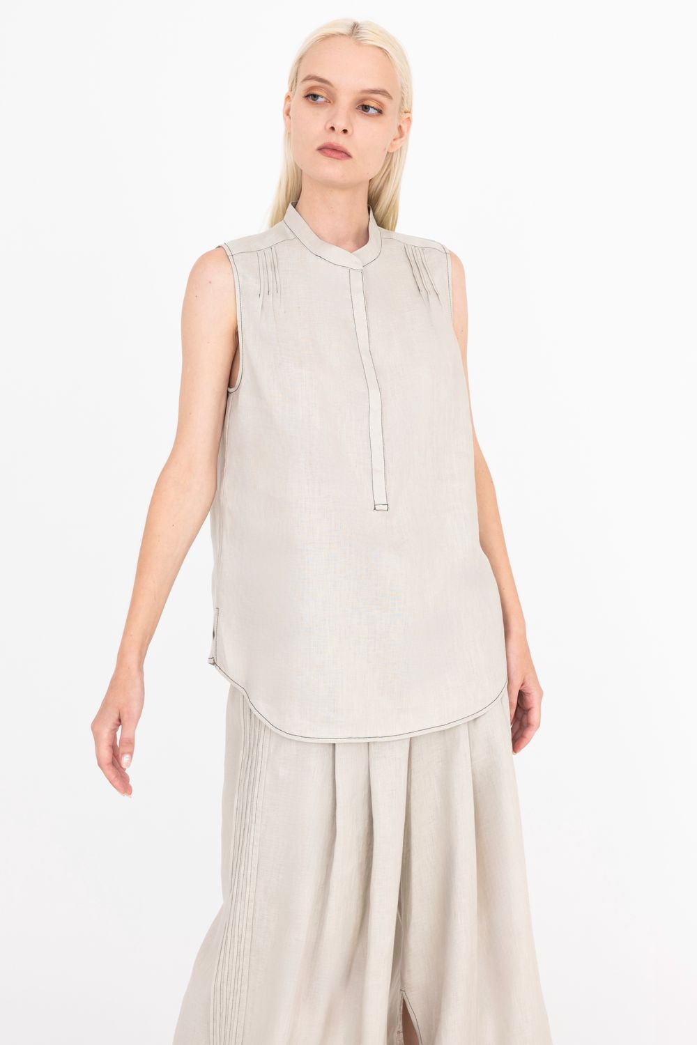 Elaine Kim Dionea Sleeveless Top, Color: Oyster, Size: P