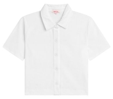 Goldie Luxe Life Button Terry Shirt, Color: White, Size: XS