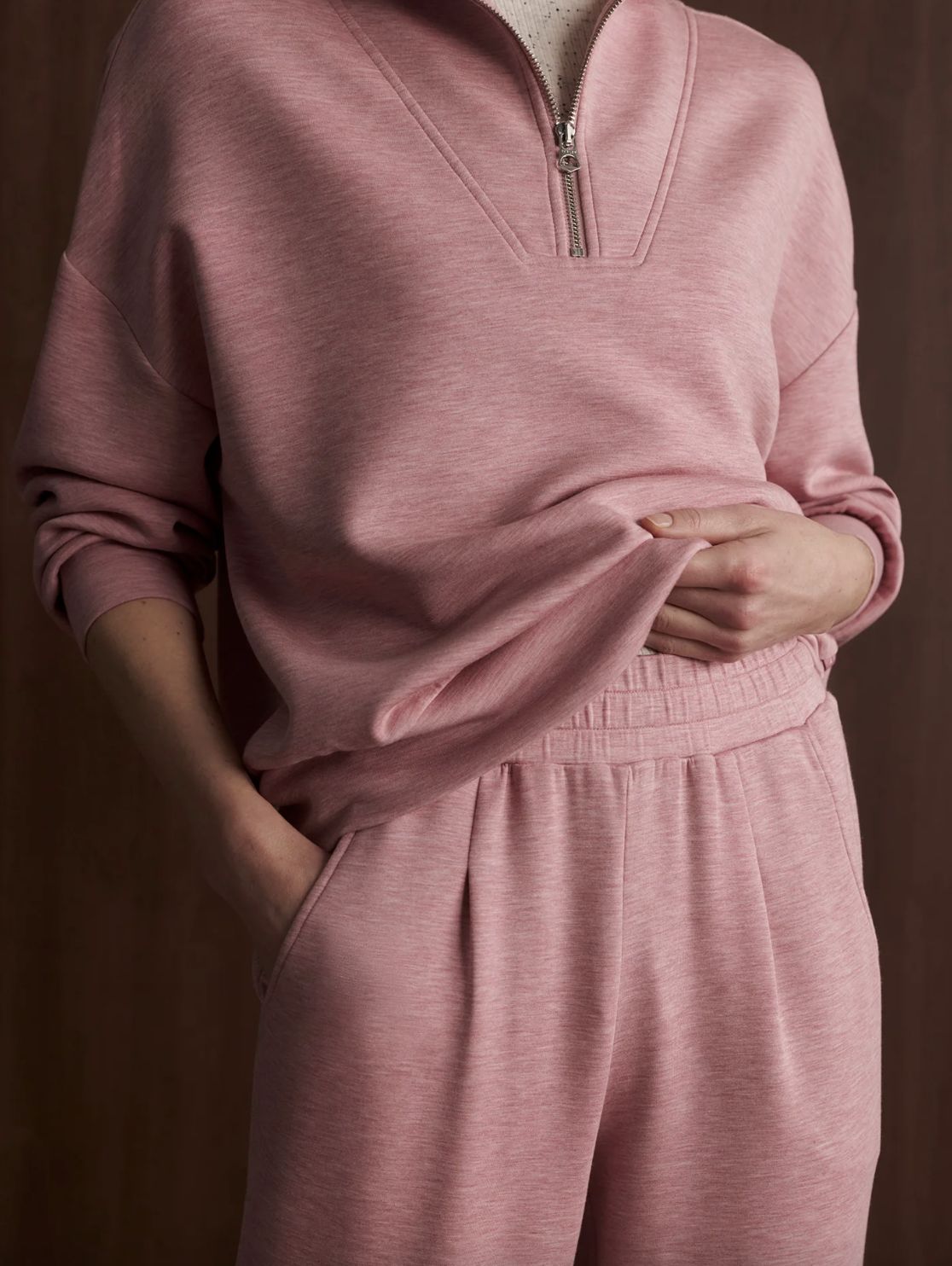 Varley Hawley Half Zip in Rose Marl