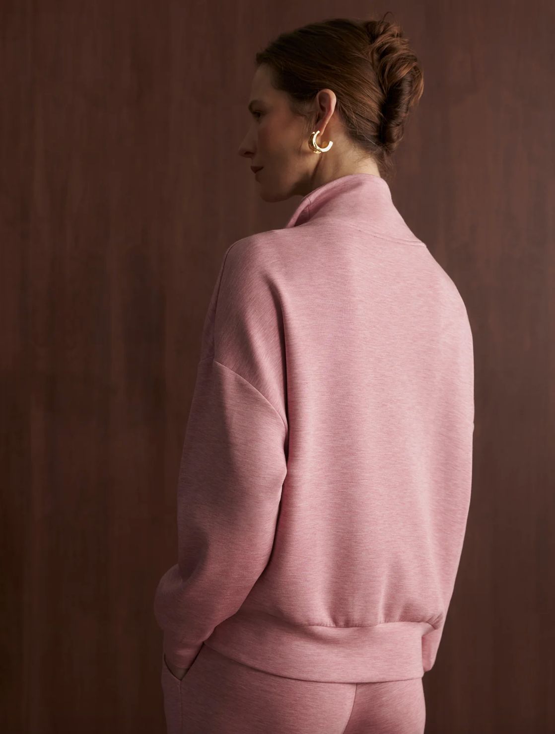 Varley Hawley Half Zip in Rose Marl